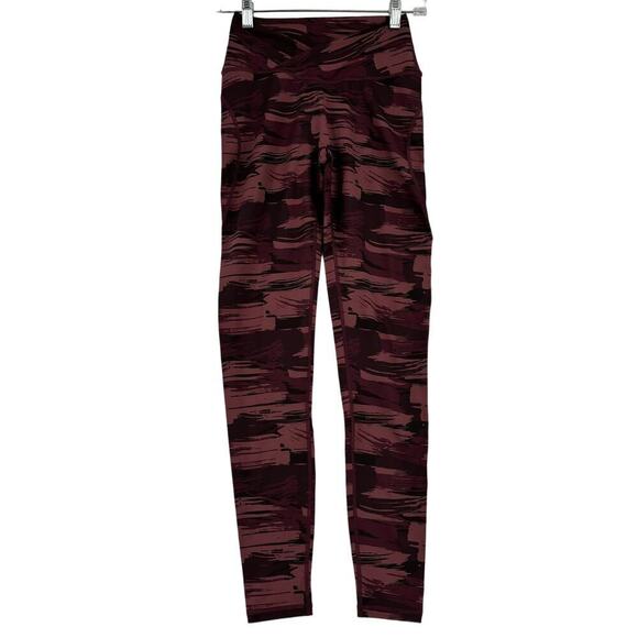 Alphalete Surface Power Ankle Legging Yoga Pant Burgundy Crossover Waist Size XS - Picture 1 of 9